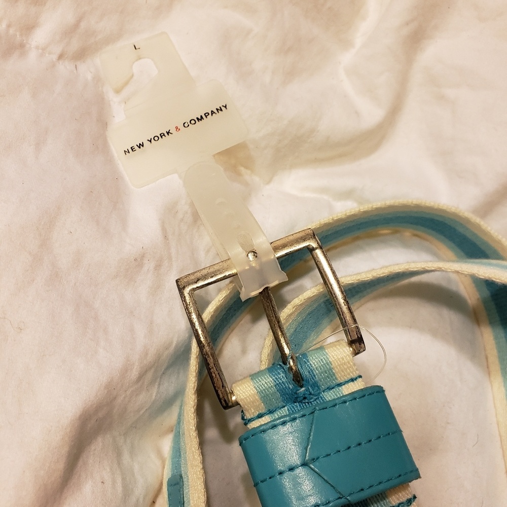New York & company aqua blue and white belt - Picture 2 of 3